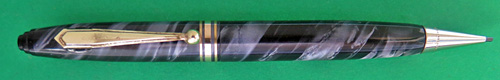 SAFFORD CHICAGO PENCIL IN BLUE SWIRLS AND GOLD FILLED TRIM