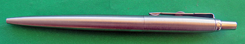 PARKER/MC JOTTER IN PERFERATED STAINLESS STEEL. Indented clicker top. Customized by former Parker employee