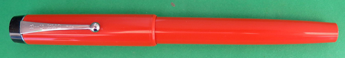 #6364: PARKER SLIM BIG RED BALL POINT. MANDARIN ORANGE IWTH CHROME TRIM. BOX DAMAGED