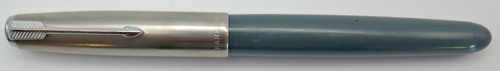 ITEM #6412: PARKER 51 STD FOUNTAIN PEN IN NAVY GREY W/ BRUSHED STAINLESS CAP. AEROMETRIC FILLING SYSTEM. 14K NIB IN MED