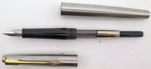 ITEM #2871: PARKER 15 JOTTER FOUNTAIN PEN FLIGHTER (ALSO A PARKER 45 II). GOLD FILLED CLIP. NIB IS STAINLESS STEELE IN MEDIUM.