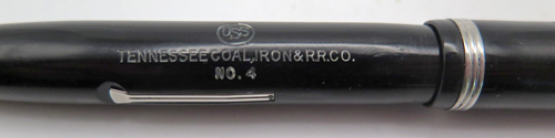 ITEM #3265: ESTERBROOK BLACK MODEL J DOUBLE JEWEL FOUNTAIN PEN. "TENNESEE COAL/IRON" IMPRINT. 1551 NIB. LEVER FILLER.