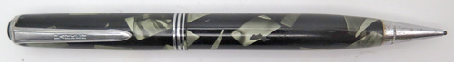 ITEM #3607: PARKER DELUXE CHALLENGER PENCIL IN PEARL/BLACK MARBLE. TRIPLE BAND IN NICKLE PLATING