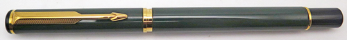 ITEM #5194: PARKER PLACE VENDOME BALL POINT IN GREEN LACQUER. GOLD PLATED TRIM.