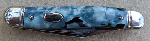 TWO BLADE RICHLANDS SHEFFIELD ENGLAND BLUE PEARL / MARBLE POCKET KNIFE