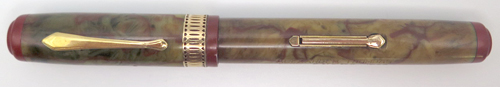 ITEM #5896: WATERMAN PATRICIAN IN ONYX WITH BROAD FLEXIBLE 14K NIB. Color is faded and barrel has personalization "Alexander Trompas; from AHEPA 1932". AHEPA is The American Hellenic Educational Progressive Association is a fraternal organization founded in 1922, in Atlanta, Georgia. AHEPA was founded to fight for civil rights