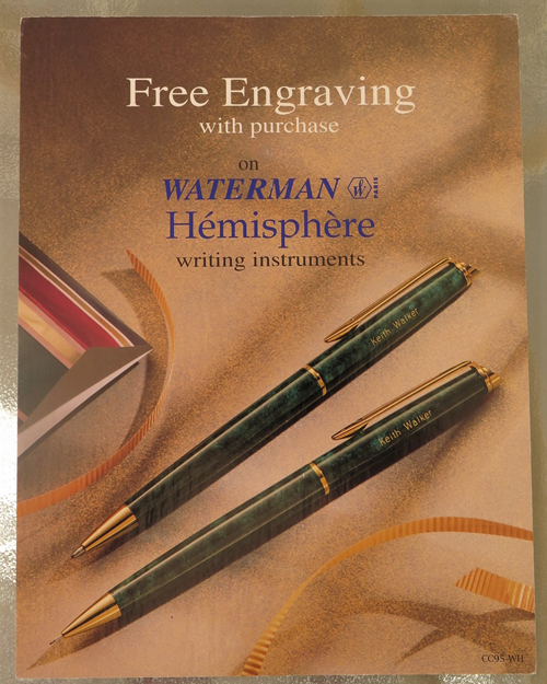 Waterman Plastic Advertising Display Piece--holds two pens 