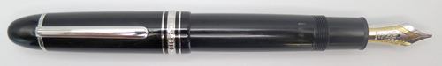 ITEM #6161: MONTBLANC 149 IN BLACK WITH SILVER TRIM. MEDIUM 18K NIB. Uncommon trim finish(usually comes in gold).