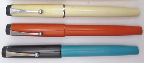 ITEM #6181: LOT OF 5 PARKER BIG RED BALLPOINTS + ROLLERBALLS. SOME COMPLETE, SOME NOT