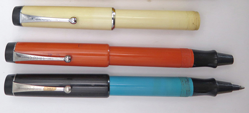 ITEM #6181: LOT OF PARKER BIG RED BALLPOINTS + ROLLERBALLS. SOME COMPLETE, SOME NOT.