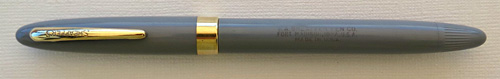6194: SHEAFFER SARATOGA SNORKEL IN PASTEL GREY WITH OPEN TWO TONE GOLD NIB IN BROAD/MED