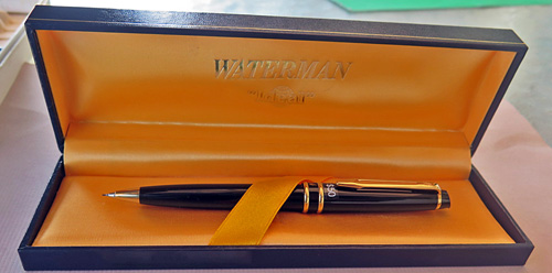 6234: WATERMAN EXPERT I PENCIL IN BLACK WITH BULBOUS BANDS, IN CLEAN BOX