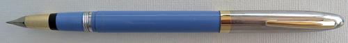 This Snorkel has a linned stainless steel cap with 3/16" gold filled band and blank gold filled clip and a white dot.
