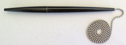 6266: LOT OF 6 ESTERBROOK BLACK BALL POINT PENS STYLED DBP-RC RECORDER WITH CHAIN.