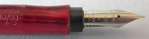 #6299: ESTERBROOK DIPPER FOUNTAIN PEN IN RED MARBLE.