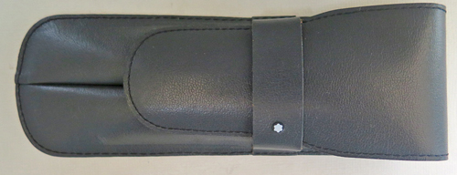 6349: MONT BLACK LEATHER PEN CASE IN CHARCOAL. HOLDS 2 PENS. MADE IN WEST GERMANY (pre 1989).