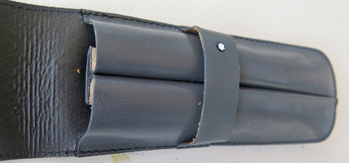 6349: MONT BLACK LEATHER PEN CASE IN CHARCOAL. HOLDS 2 PENS. MADE IN WEST GERMANY (pre 1989).