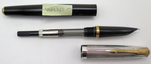 ITEM #6457: PARKER 51 EMPIRE FOUNTAIN PEN IN BLACK. PARKER 51 SPECIAL EDITION. STERLING CAP. FINE NIB.