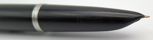 ITEM #6497: PARKER 51 SET, FOUNTAIN PEN + PENCIL. BLACK LUSTRALOY WITH GOLD FILLED TRIM. VACUMATIC FILLING UNIT. FOUNTAIN PEN NIB IS 14K IN MEDIUM. PENCIL WORKS IN BOTH DIRECTIONS