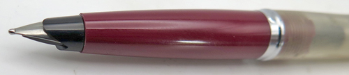 ITEM #6499: PARKER 45 DEMONSTRATOR WITH A BURGUNDY SHELL. STEEL 45 NIB IN BROAD. BRUSHED STAINLESS STEEL CAP WITH CHROME TRIM. FROM THE COLLECTION OF SUSAN WIRTH.