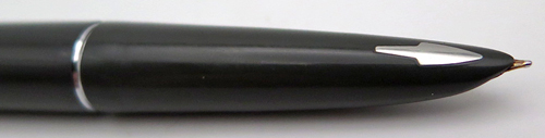 ITEM #6582: PARKER 61 FOUNTAIN PEN CAPILLARY FILLER IN GREY WITH CHROME TRIM. CAP IS BRUSHED STAINLESS. NIB IS 14K IN MEDIUM.