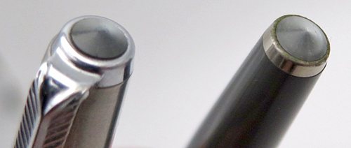 ITEM #6582: PARKER 61 FOUNTAIN PEN CAPILLARY FILLER IN GREY WITH CHROME TRIM. CAP IS BRUSHED STAINLESS. NIB IS 14K IN MEDIUM.