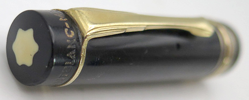 ITEM #6608: MONT BLANC 134 FOUNTAIN PEN CAP IN BLACK WITH GOLD PLATTED TRIM.