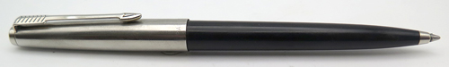 ITEM #6625: PARKER 45 CAP ACTUATED BALL POINT PEN IN BLACK. BRUSHED STAINLESS WITH CHROME PLATED TRIM.
