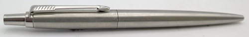 ITEM #6628: PARKER CLASSIC CLICKER BALLPOINT IN BRUSHED STIANLESS. GOLD PLATED TRIM.