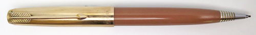 ITEM #6697: PARKER 51 PENCIL IN COCOA WITH GOLD FILLED CAP. This pencil is a cap actuated push type pencil that went with the Aerometric style fountain pen. No dents or dings in the metal. Demi size 51 Repeater pencil.