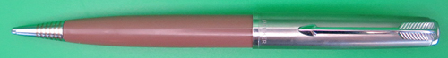 ITEM #6698: PARKER 51 PENCIL IN COCOA WITH LUSTRALOY CAP. This pencil is a cap actuated push type pencil that went with the Aerometric style fountain pen. No dents or dings in the metal. Demi size 51 Repeater pencil.
