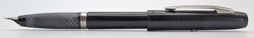 ITEM #6753: PARKER FOUNTAIN PEN IN BLACK PLASTIC (MAYBE REFLEX MODEL?) CARTRIDGE FILLER. BROAD NIB. PADDED SECTION