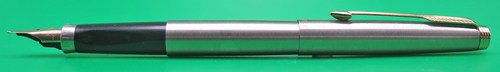 ITEM #6795: PARKER 75 FLIGHTER FOUNTAIN PEN. NIB IS 14K IN BROAD. CARTRIDGE FILLER WITH SQUEEZE TYPE CONVERTER. GOLD PLATED TRIM. 