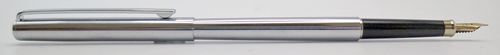 ITEM #6835: SAILOR ULTRA SLIM CHALANA FOUNTAIN PEN IN BRUSHED CHROME. BLUE DOUBLE JEWEL. 14K F "SAILOR" NIB. NEW OLD STOCK IN BOX. Part #11-0318.