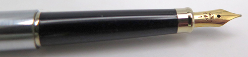 ITEM #6835: SAILOR ULTRA SLIM CHALANA FOUNTAIN PEN IN BRUSHED CHROME. BLUE DOUBLE JEWEL. 14K F "SAILOR" NIB. NEW OLD STOCK IN BOX. Part #11-0318.