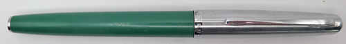 ITEM #6874: ESTERBROOK SAFARIN FOUNTAIN PEN IN DARK GREEN WITH STRIPED CHROME CAP. CARTRIDGE FILLER. NIB mo 1550, EXTRA FINE. 