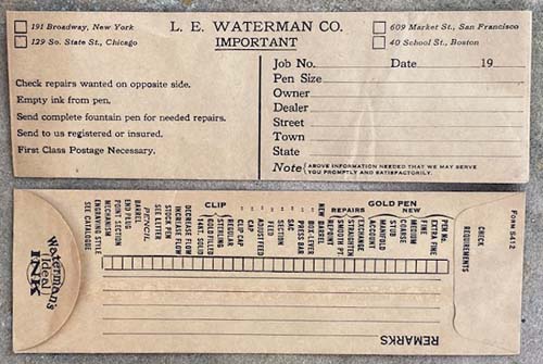 LE WATERMAN's repair mailing envelopes