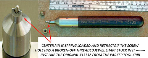 PARKER CAP BUSHING CENTER PIN SCREW DRIVER (Tool #13732)