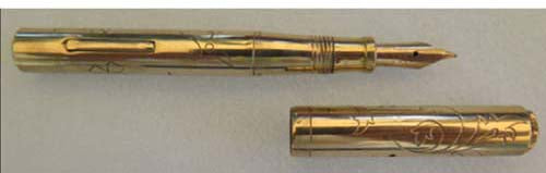 VAN CLEEF & ARPELS JEWEL STUDDED FOUNTAIN PEN in 14K