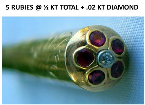 VAN CLEEF & ARPELS JEWEL STUDDED FOUNTAIN PEN in 14K