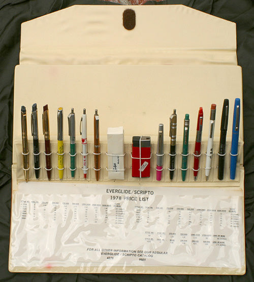 SCRIPTO EVERGLIDE SALESMAN'S BALLPOINT PEN SAMPLE CASE