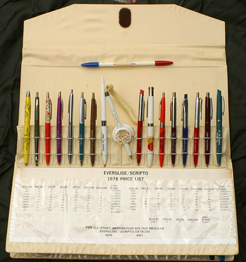 SCRIPTO EVERGLIDE SALESMAN'S BALLPOINT PEN SAMPLE CASE