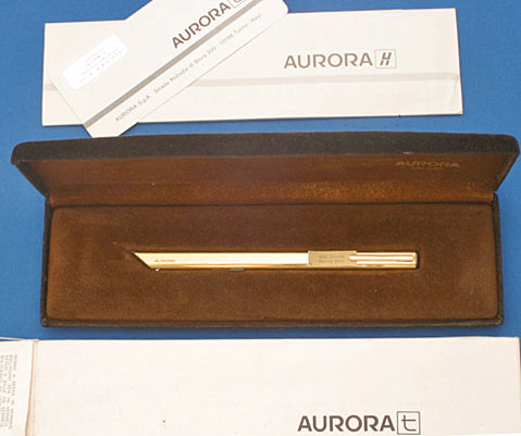 AURORA THESI VERMEIL FLAT BALLPOINT PEN in GOLD