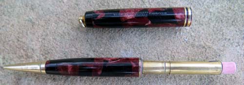 PARKER DUOFOLD RINGTOP PENCIL IN RED/PEARL & BLACK MARBLE