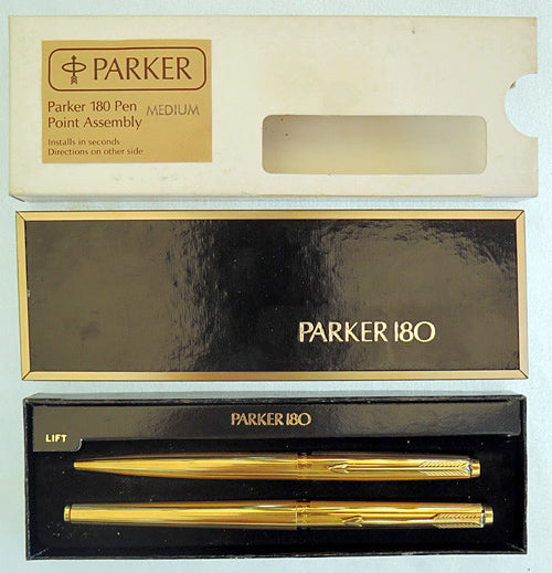 Parker 180 Fountain Pen + Ballpoint Set in Gold