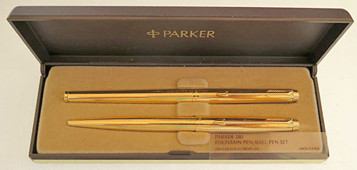 Parker 180 Fountain Pen + Ballpoint Set in Gold