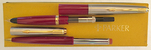 Parker 45 Fountain Pen + Pencil Set in Burgundy