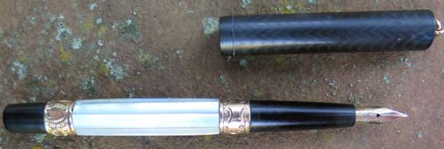 Fountain Pen Ringtop in Mother of Pearl + Black Hard Rubber.