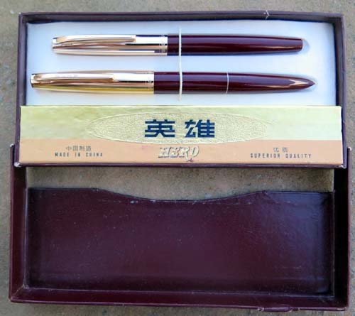 Hero Fountain Pen + Ballpoint Set in Burgundy