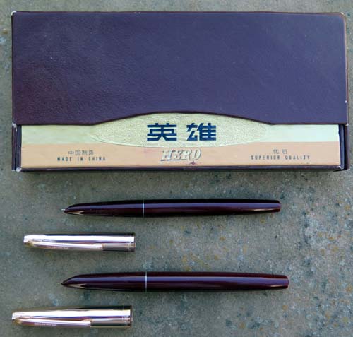 Hero Fountain Pen + Ballpoint Set in Burgundy